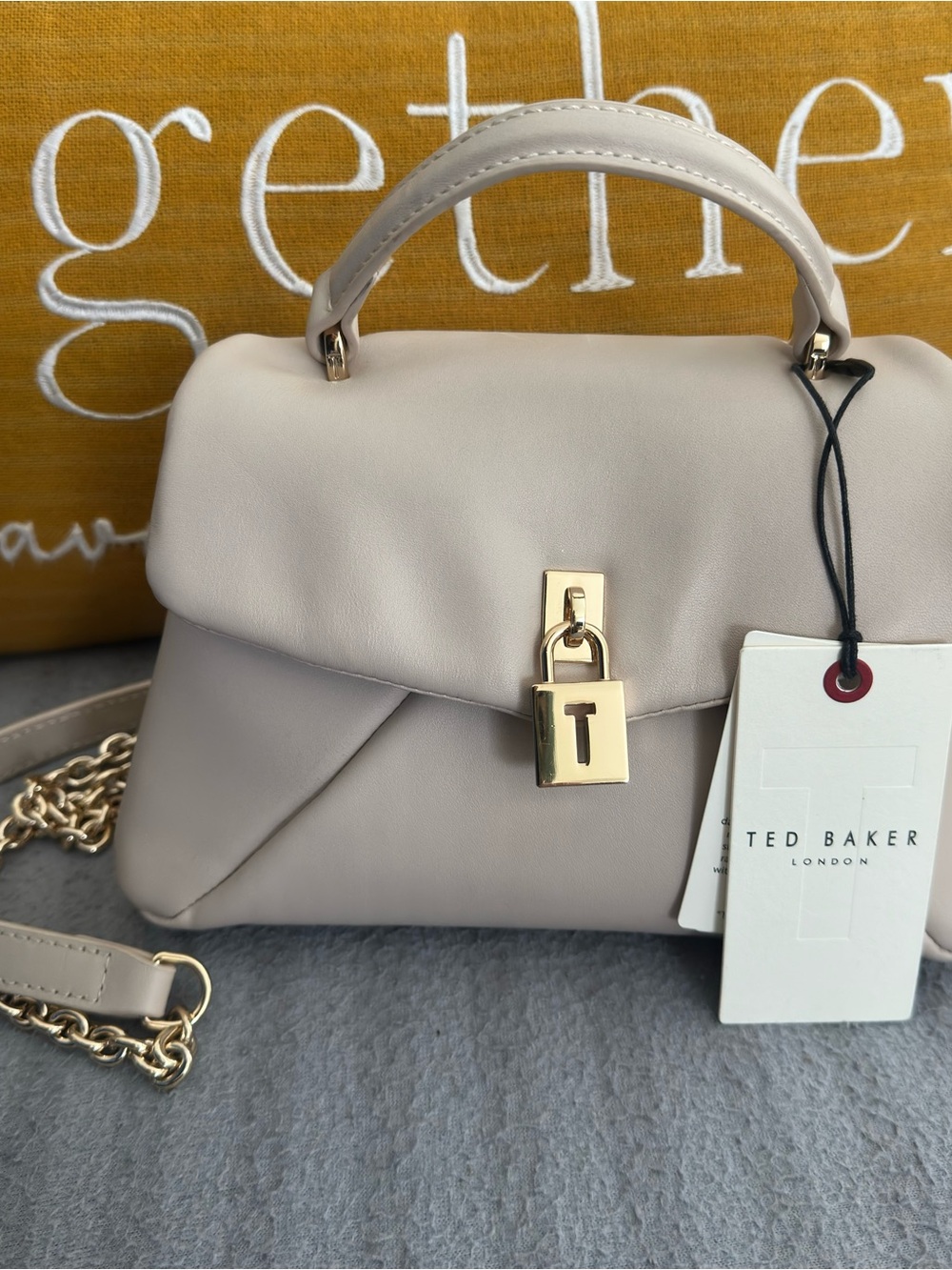 Ted Baker NWT Genuine Leather Poppy Mini Top Handle Satchel In Gold Hardware